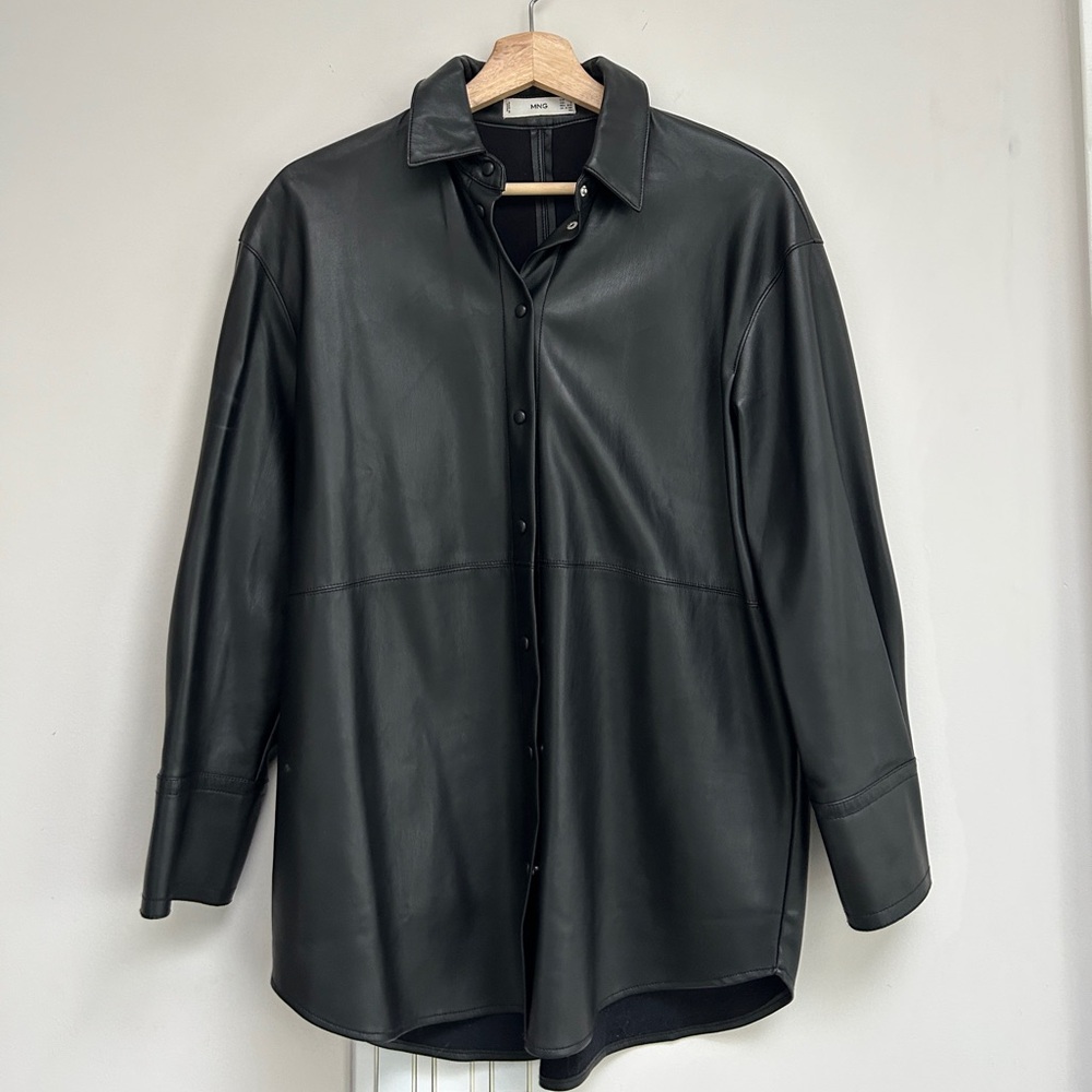 Mango Black Leather Shirt